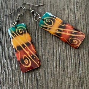 Handmade wood earrings.